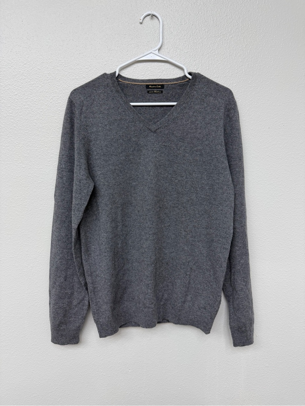 Massimo Dutti Men’s Cashmere Sweater Gray Size M Soft Knit Pullover